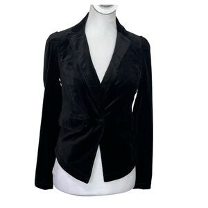 Anthropologie Black Velvet One Button Blazer Women’s XXS